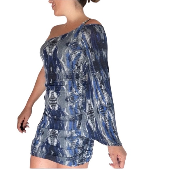 Jovani One Shoulder Dress Blue - Picture 4 of 4